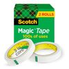 Scotch Magic Tape, 2 Rolls, Numerous Applications, Invisible, Engineered for Repairing, 3/4 x 2592 Inches, Boxed