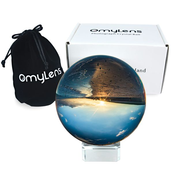 Omylens Lens Ball (60mm), K9 Crystal Ball with Stand and Silk Bag, for Lens Ball Photography Accessories and Props, Heal Magic Ball and Decorative(6cm/2.36″ Set Clear Crystal Ball)