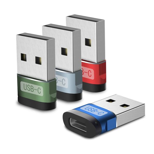 sunshot USB Cauf USB-Stecker Adapter (4er-Pack) [Aluminiumgehäuse, hohe Stabilität] USB C auf USB Adapter Kompatibel mit AirPods 3,iPad Mini/Air, iPhone 12 Pro Max, Apple Watch Series 7 usw