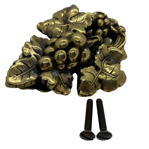 Door Knocker Vintage Brass Look Grape Cluster CHC Retro Decor With Two Screws