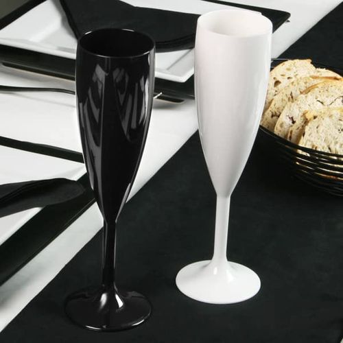 Elite Premium Polycarbonate Champagne Flute White 7oz / 200ml | Plastic Reusable Champagne Glasses, Virtually Unbreakable Polycarbonate Plastic - Ideal for Parties, Outdoors & Event Catering