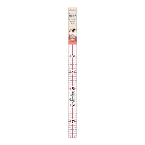 Sew Easy 8x0.5” Rectangular Template – Quilting & Patchwork Rule for Applique Sewing, Transparent Acrylic Non-Slip