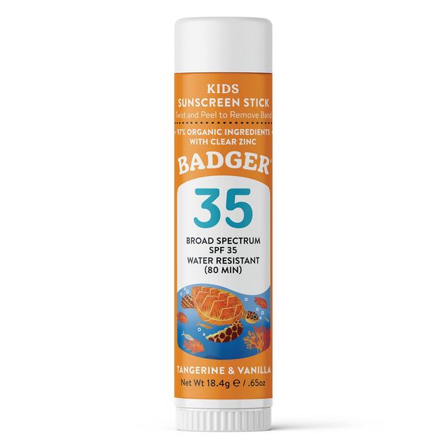 Badger Clear Zinc SPF 35 Çocuk Kolay Sürülen Stick Güneş Kremi Vanilya ve Mandalina Yağlı