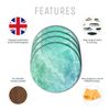 Destination Vinyl 4 Set - Teal Aqua Stone Rock Effect Coasters - Kitchen Drinks Coaster #3887