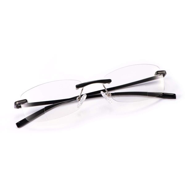 Rimless Bifocal Reading Glasses Blue Light Blocking Spring Hinge Readers