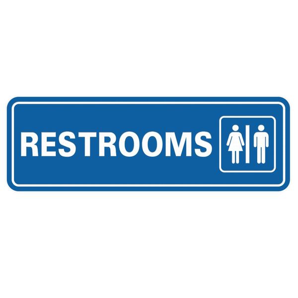 Standard RESTROOMS Sign - Blue - Large