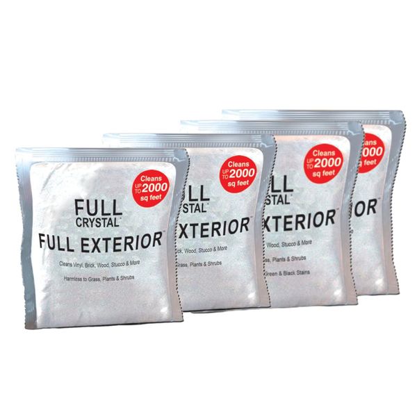 Full Exterior Refill Kits - Crystal Powder Outdoor Cleaner Packets Non-Toxic, No Scrub, No Rinse Cleaning Solution 16oz (4oz x 4 Pouch) Refill Kit (One 1lb. Bag) - Shipped Product Packaging May Vary