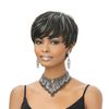 BOBCOO Pixie Wig for Women - Black Mixed with Grey - Synthetic - Straight - Pixie Cut - 22 inches