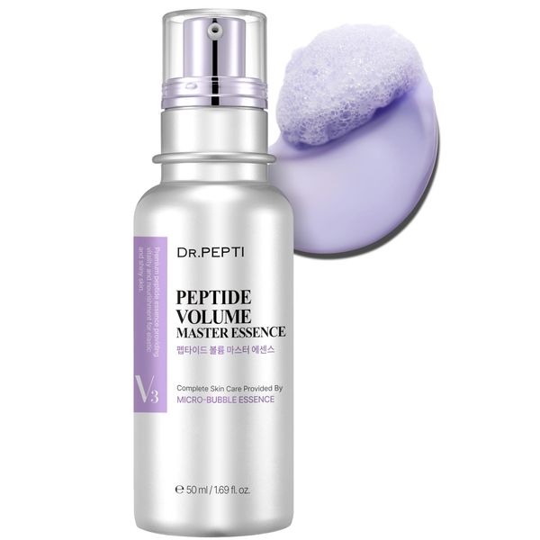 DR.PEPTI PEPTIDE VOLUME MASTER ESSENCE (50ml) | 11 Peptides Bubble Serum | Age-Defying Facial Serums for Wrinkles, Crow's feet | Face Lifting Korean Essence Peptide Bubble Serum 1.69 Fl Oz