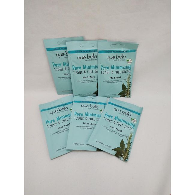 Que Bella Pore Minimizing Mud Mask 6 Pack Bundle - 0.5oz