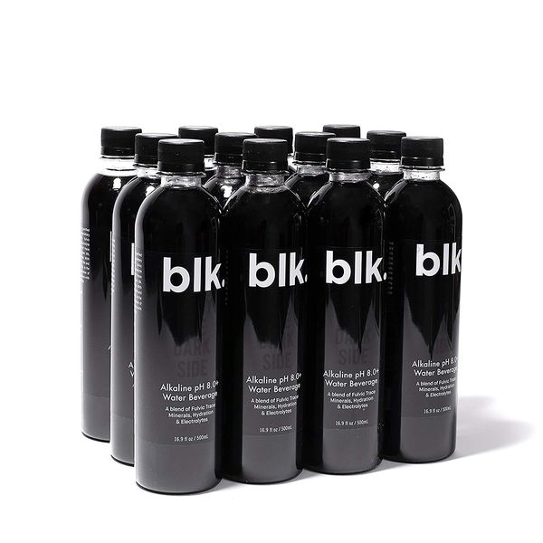 blk. Natural Mineral Alkaline Water, ph8+ Bioavailable Fulvic & Humic Acid Extract, Trace Minerals, Electrolytes, to Hydrate, Repair, and Restore Cells & Essential Minerals, 16.9oz 12pk