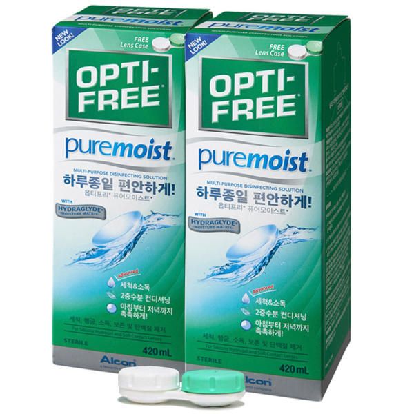 Optifree Pure Moist Lens Cleanser 420ml x 2p Lens Case