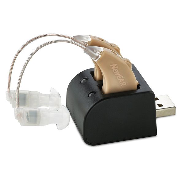 Hearing Amplifiers Set with New Digital Technology - Almost Invisible Design and Rechargeable USB Dock - Personal Pair Sound Amplifier with Adjustable Volume Tone Control By MEDca