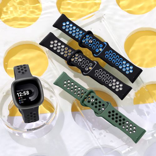 Maledan Sport Bands Compatible for Fitbit Sense/Sense 2/Fitbit Versa 3/Versa 4 Bands Men Women, Breathable Waterproof Replacement Wristbands for Versa 3/Versa 4 Smartwatch, Large