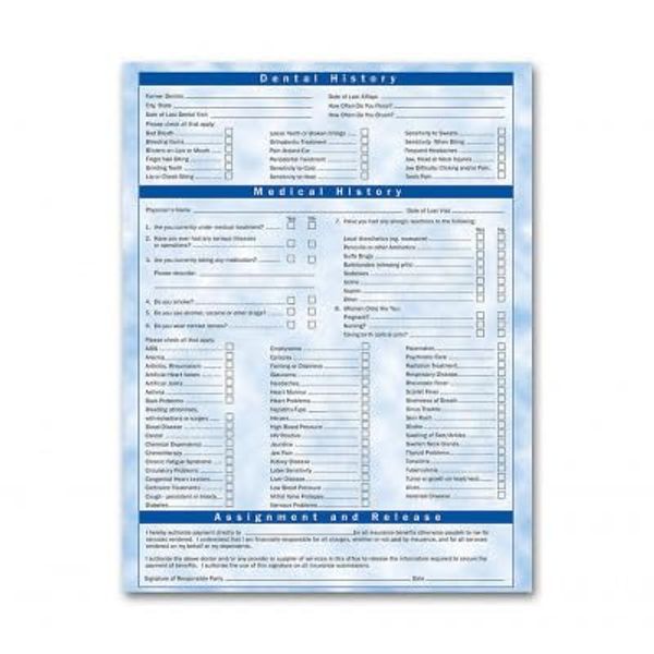 Two Sided Registration & History Form Bright Skies Design