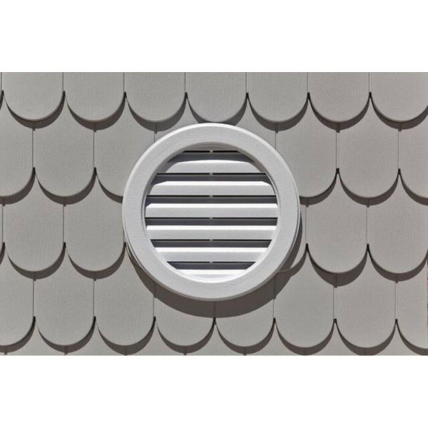 16” Round Gable Vent Ultra White Vinyl Siding J-Block Novik Exterior .75”-1.25”