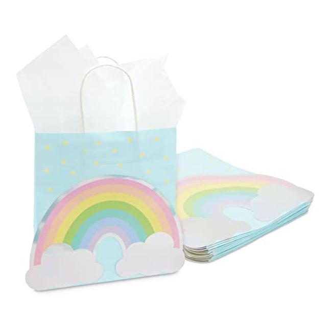 24 Pieces Kraft Paper Party Favor Gift Bags with Handle Assorted Colors  (Rainbow)