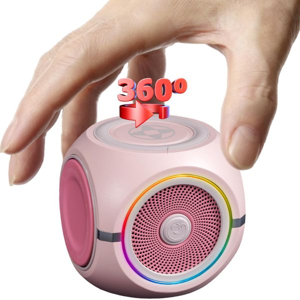 sodomi 2.08 Inch Small Bluetooth Speaker Wireless with RGB Multi-Colors Light, Spinning Desk Toys Gifts for Office, Portable PC Speaker for Girls Teens Women Gift