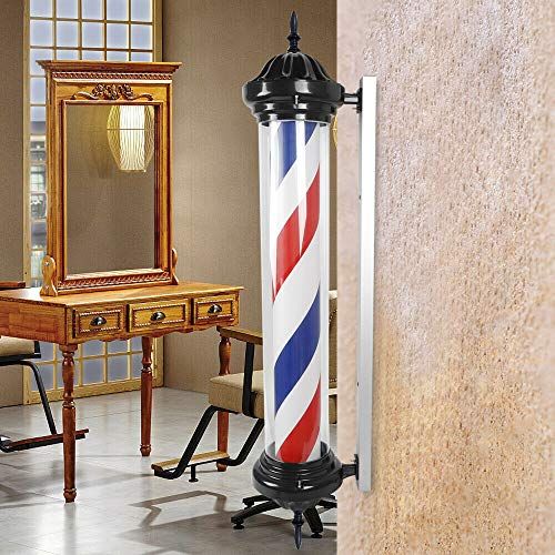 41" Barber Pole LED Light, Hair Salon Barber Shop Open Sign, Rotating Red White Blue Spinning Strips, Outdoor Hair Salon Wall-Mounted Waterproof Save Energy