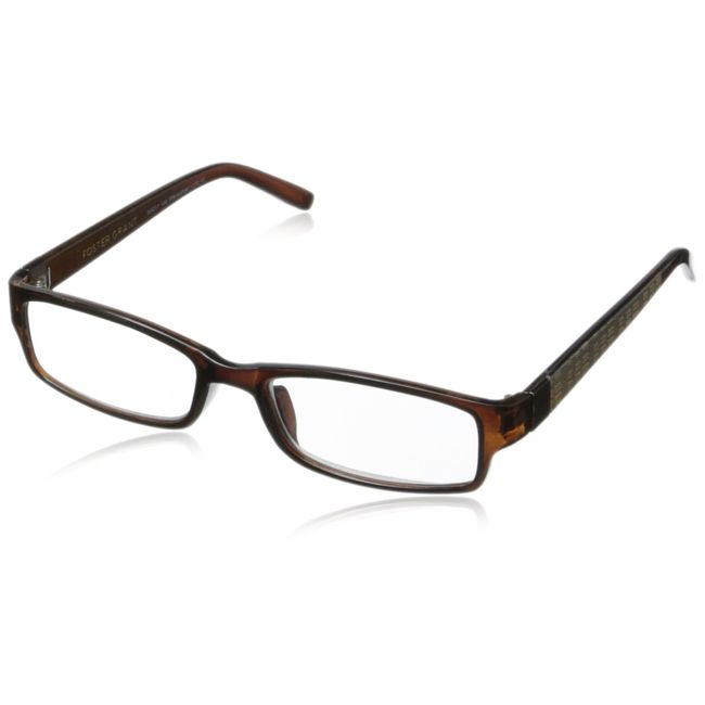 Foster Grant Men's Derick Rectangular Reading Glasses, Black/Transparent, 53 mm, 2.00