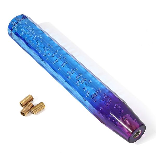 Life Palette Universal Crystal Shift Knob Bubble Long Octagon 300mm Bubble with 3 Adapters Gradient Blue Purple Blue Purple