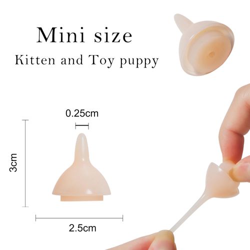 Bubble milk bowl Doggiema Silicone Feeding Nipple and Syringes for Newborn Kittens, Puppies, Rabbits, Small Animals Dongdong pet (5 Mini Pink Nipple+3 Syringes)