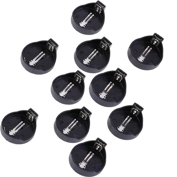 10pcs Button Coin Cell Battery Socket Holder Case Black CR2025 CR2032 USA