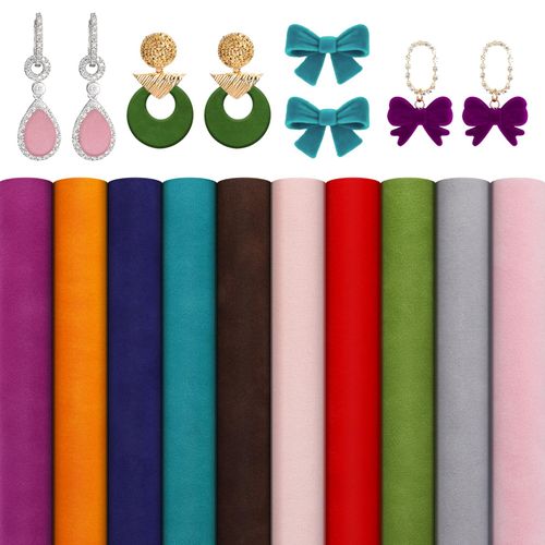 TXIN 10 Pcs Double Sided Velvet Fabric 8 x 13 Inch Soft Flocking Fabric Sheets Assorted Color Velvet Short Plush Decorative Cloth Precut Flannel Patchwork Squares for DIY Bows Wallets Hair Accessories