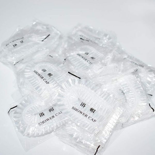 35PCS Disposable Shower Caps,Individually Packaged.Home Hotel and Hair Salon Plastic Clear Elastic Bath Cap(44 CM)