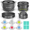 39pcs Camping Cookware Mess Kit Nonstick Large Size Hanging Pot Pan Kettle With 