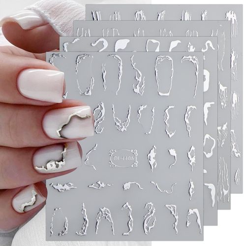 Adesivi per unghie, linea di marmo, 16 fogli, autoadesivi, per nail art