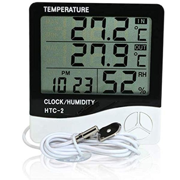 AKORD LCD Digital Temperature Humidity Meter Thermometer, White