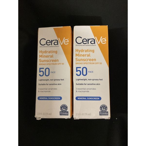 CeraVe Hydrating Sunscreen SPF 50 Face Lotion 2PK  2.5 oz