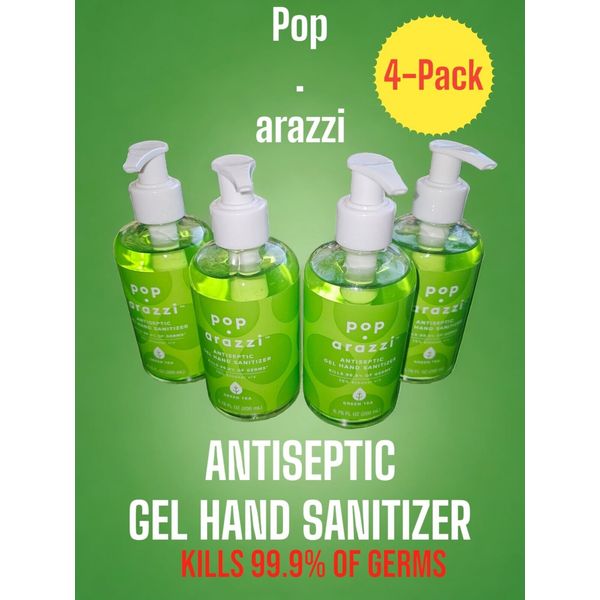 (1) Pop•arazzi Antiseptic Gel Hand Sanitizer GREEN TEA 6.76 oz New! 75% ETHANOL