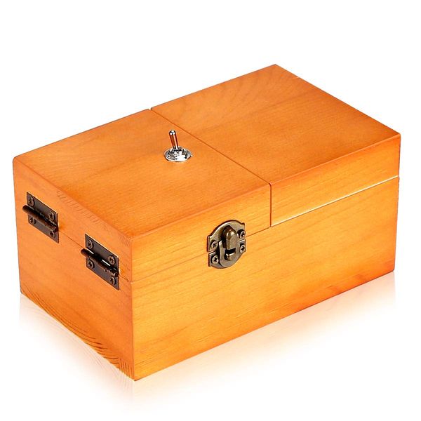 Calary Useless Box Turns Itself Off in Wooden Storage Box Alone Machine Fully Assembled in Box Gifts for Adults and Children