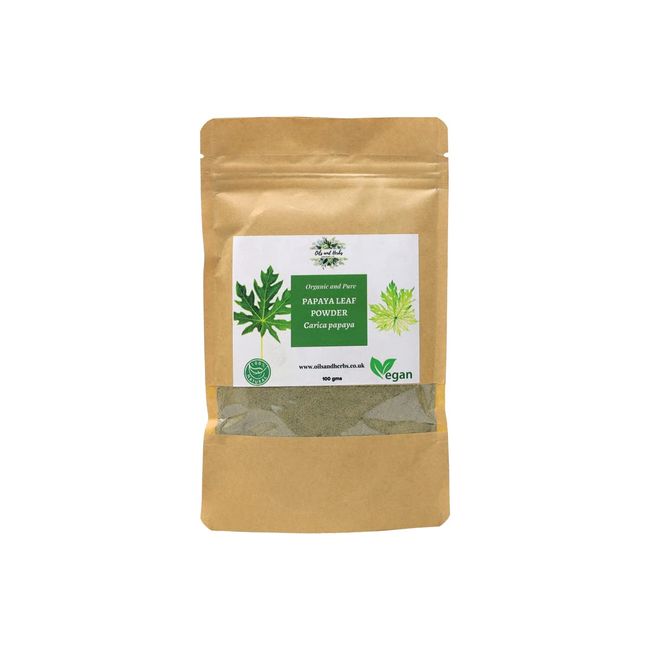 Oils and Herbs UK Clean Organic Papaya Leaf Powder - Carica Papaya-100% Pure and Natural (300)