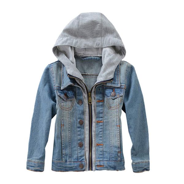 Mallimoda Kids Boys Girls Hooded Denim Jacket Zipper Coat Outerwear Style 2 Blue 11-12 Years