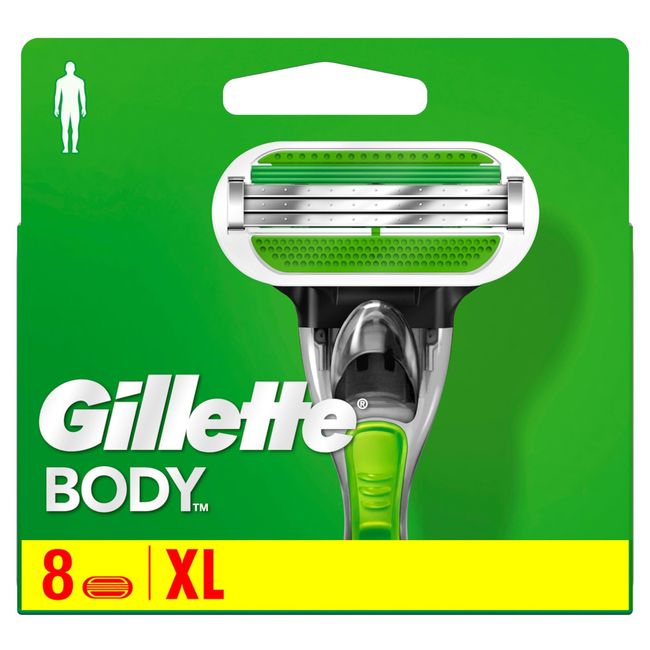 Gillette Body Rasierklingen, 8 Ersatzklingen für Körperrasierer Herren mit 3-fach Klinge, die stärker als Stahl sind