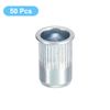sourcing map M6 Rivet Nuts, 50pcs Zinc Plated Carbon Steel Knurled Flat Head Threaded Insert Nuts