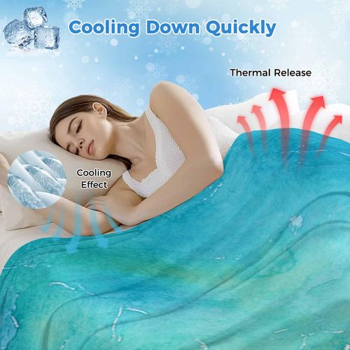 Turtle Cooling Blankets for Hot Sleepers Summer Starfish Shell Ocean Beach Blue Cool Throw Blanket, Lightweight Marine Life Ice Blanket 40" x 60" Summer Cold Blankets for Night Sweats