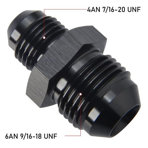 Podavelle 6AN Male to 4AN Male Flare Reducer Union Adapter Fitting Aluminum Black