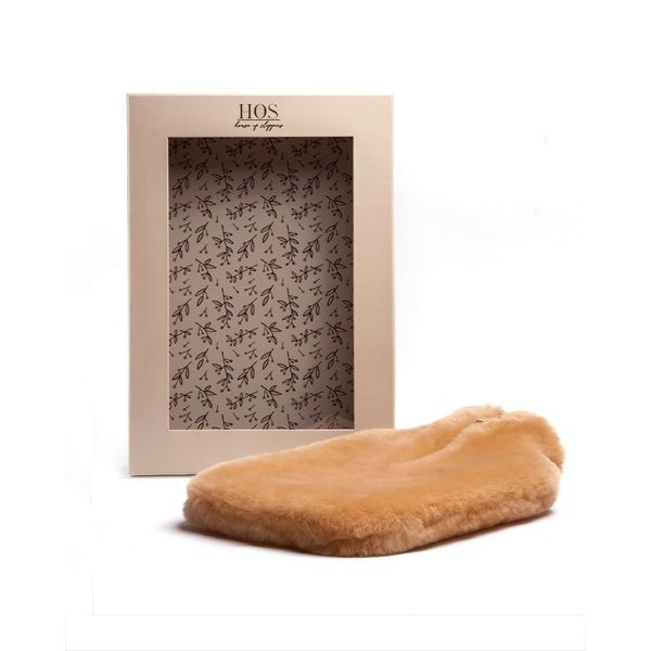 HOS Sheepskin IRIS 100% Real Sheepskin Cover With Hot Water Bottle and Gift Box Included Chestnut