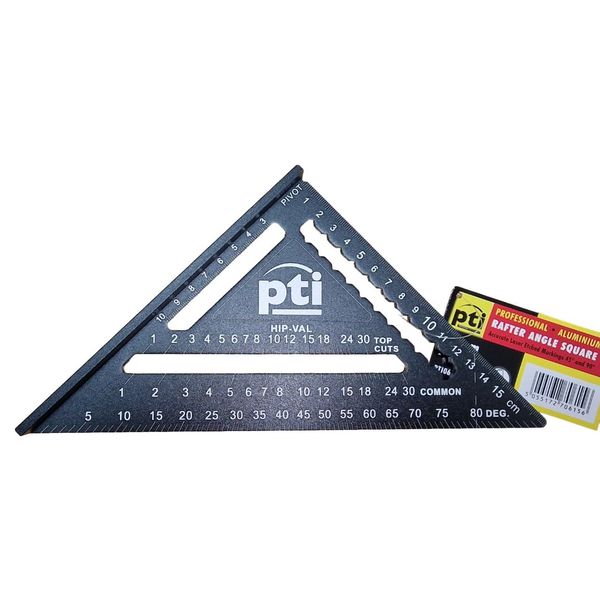 Rafter Square Metric 7 inch, 7" Aluminium Carpenters Roofing Square, Metric Woodwork Square, Triangle Ruler Protractor Anodised Aluminium