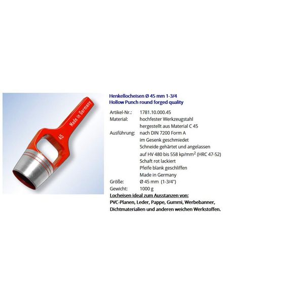 Wad Punch Diameter 45 mm 1-3/4 Inch