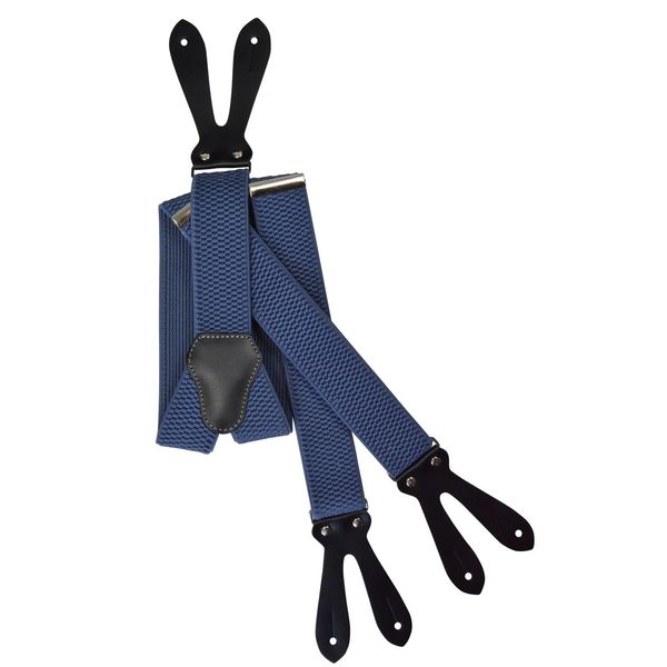 Button-Down Extra Wide Formal Dress Suspenders/Braces, 4cm - Blue