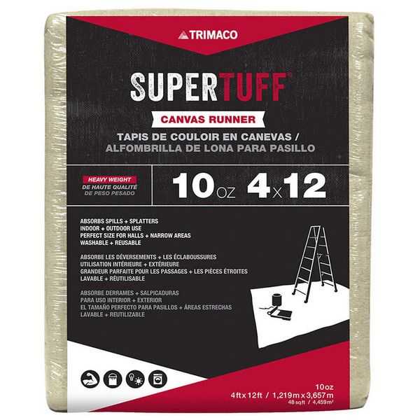 SUPERTUFF 51127 Drop Cloth,32 mil,Cotton Canvas,12 ft L 800DE8