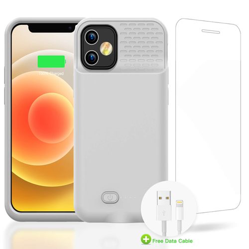 GIN FOXI Battery Case for iPhone 12 Pro Max, Real 7000mAh Ultra-Slim Battery Charging Case Rechargeable Anti-Fall Protection Extended Charger Cover for iPhone 12 Pro Max Battery Case(6.7 inch) Gray