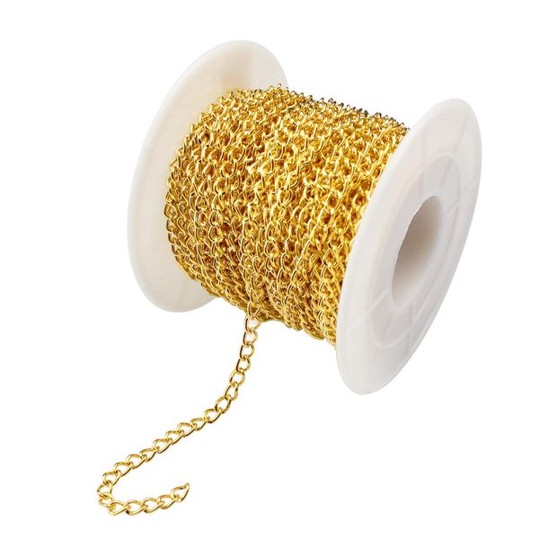 YapitHome 10m Chain for Jewellery Making Jewellery Making Link Chain Gold Plated Cable Chain for DIY Necklace, Bracelet and Crafts(4 * 2.7mm)