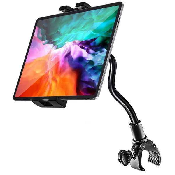 woleyi Schwanenhals Spinning Bike Tablet Halterung, Indoor Lenker Laufband Fahrrad Tablet Halter Ständer mit Flexible Lang Arm, für iPad Pro 12.9 11 .9.7, Air Mini, iPhone 4-13" Handys und Tablets