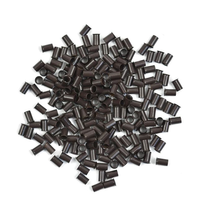 500 Pcs 3.4 mm Micro Link Ring Copper Tubes Beads Locks for I-Tip Human Hair Extensions (Dark Brown)